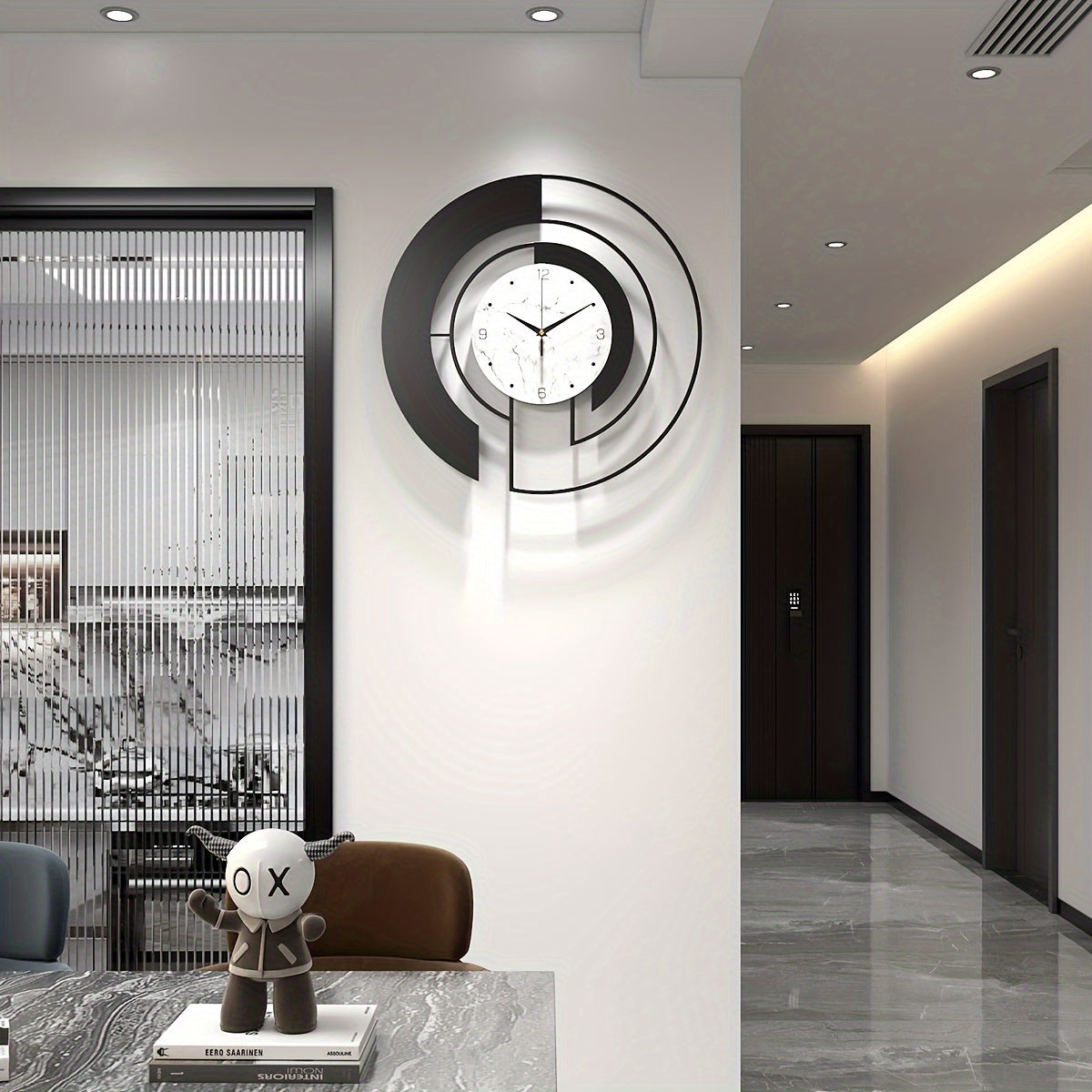 GeoTime – Svart Metall Väggklocka med Tidlös Geometri