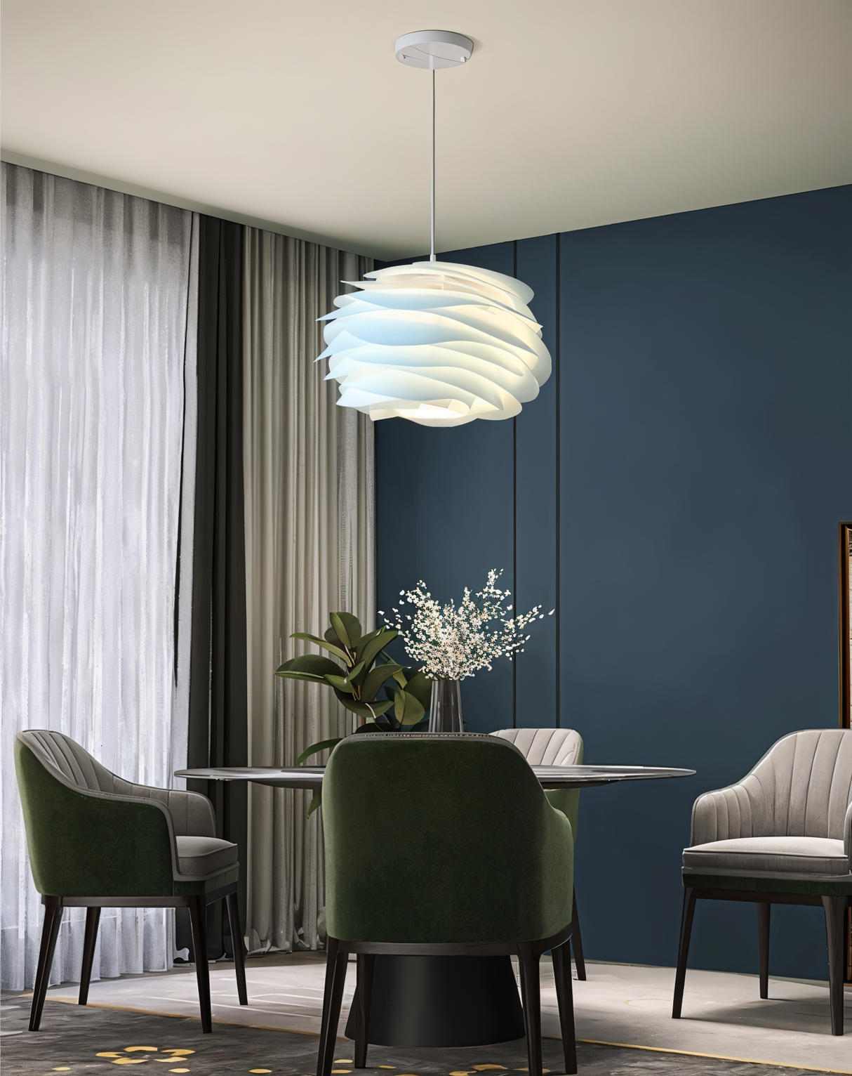 Aurora Taklampa – Stilren PVC Pendel i Blomdesign