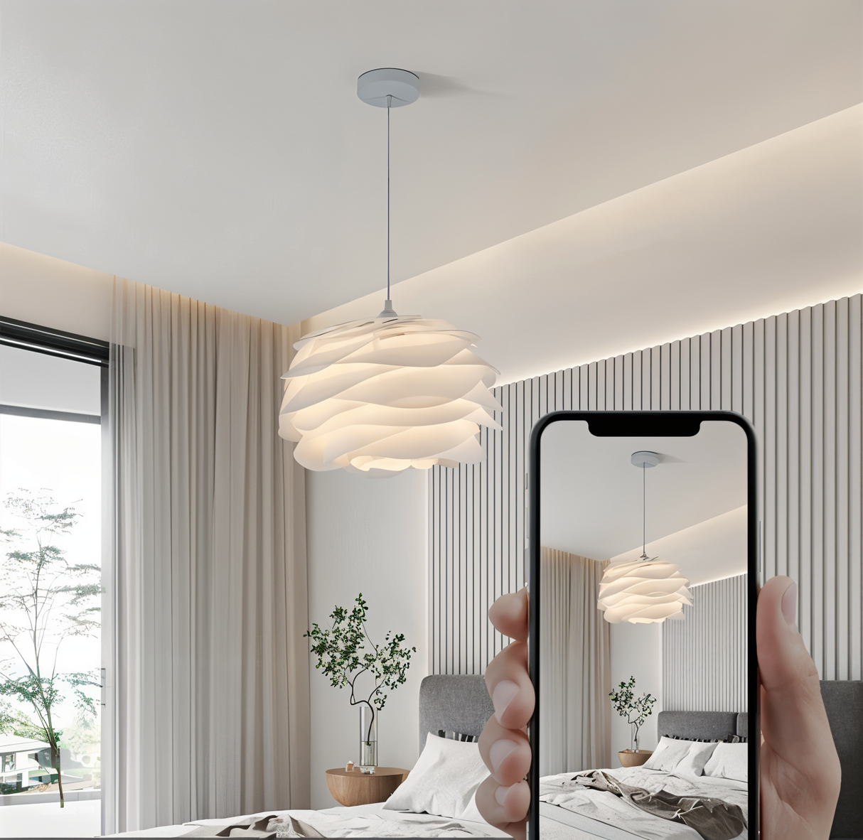 Aurora Taklampa – Stilren PVC Pendel i Blomdesign