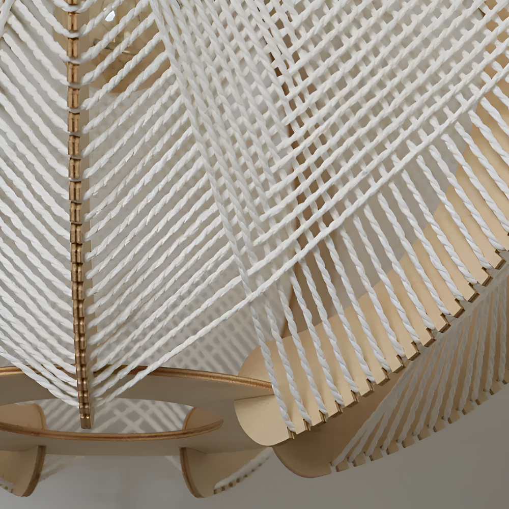 Hikari Pendellampa – Handknuten Hampa & Trälampa i Wabi Sabi Design