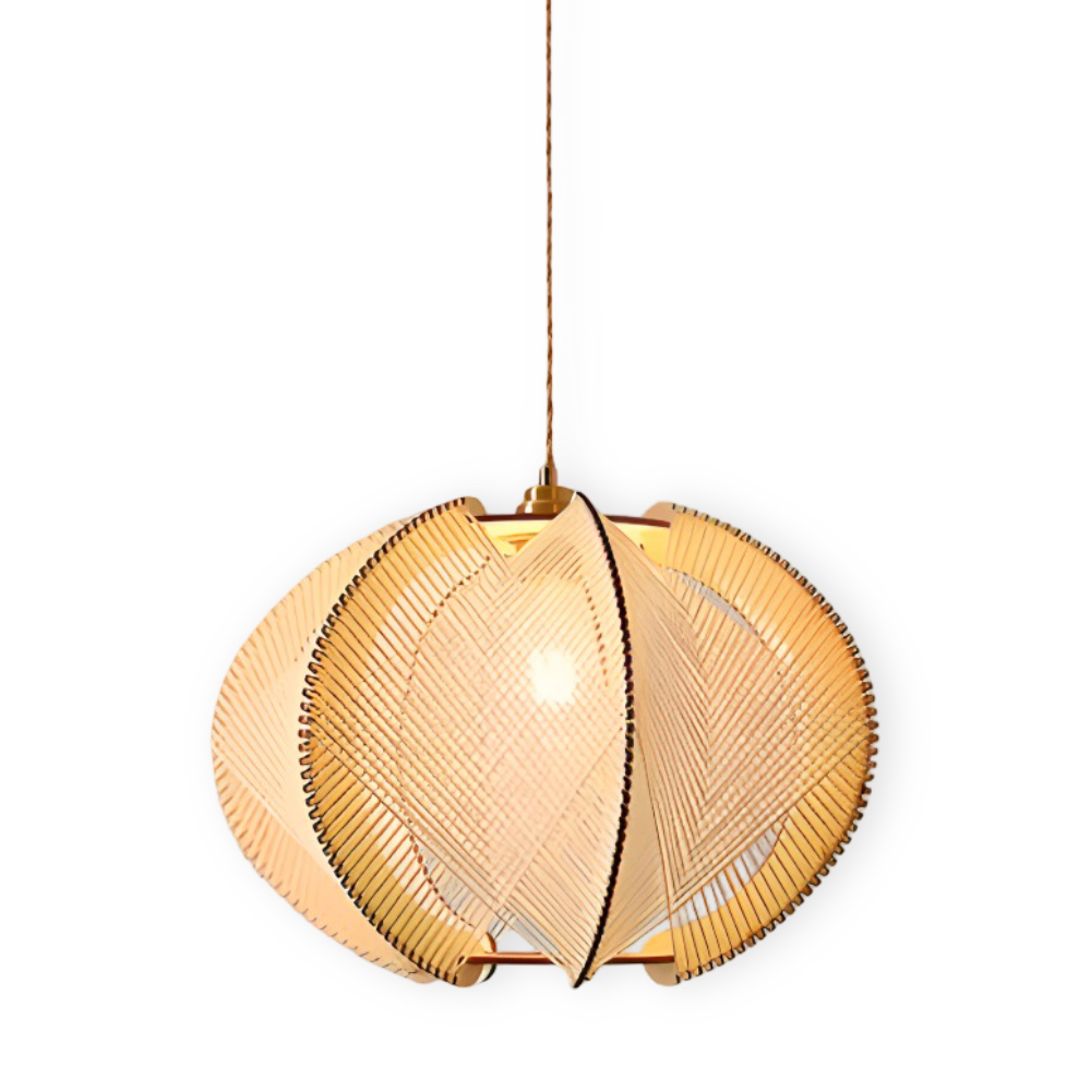 Hikari Pendellampa – Handknuten Hampa & Trälampa i Wabi Sabi Design