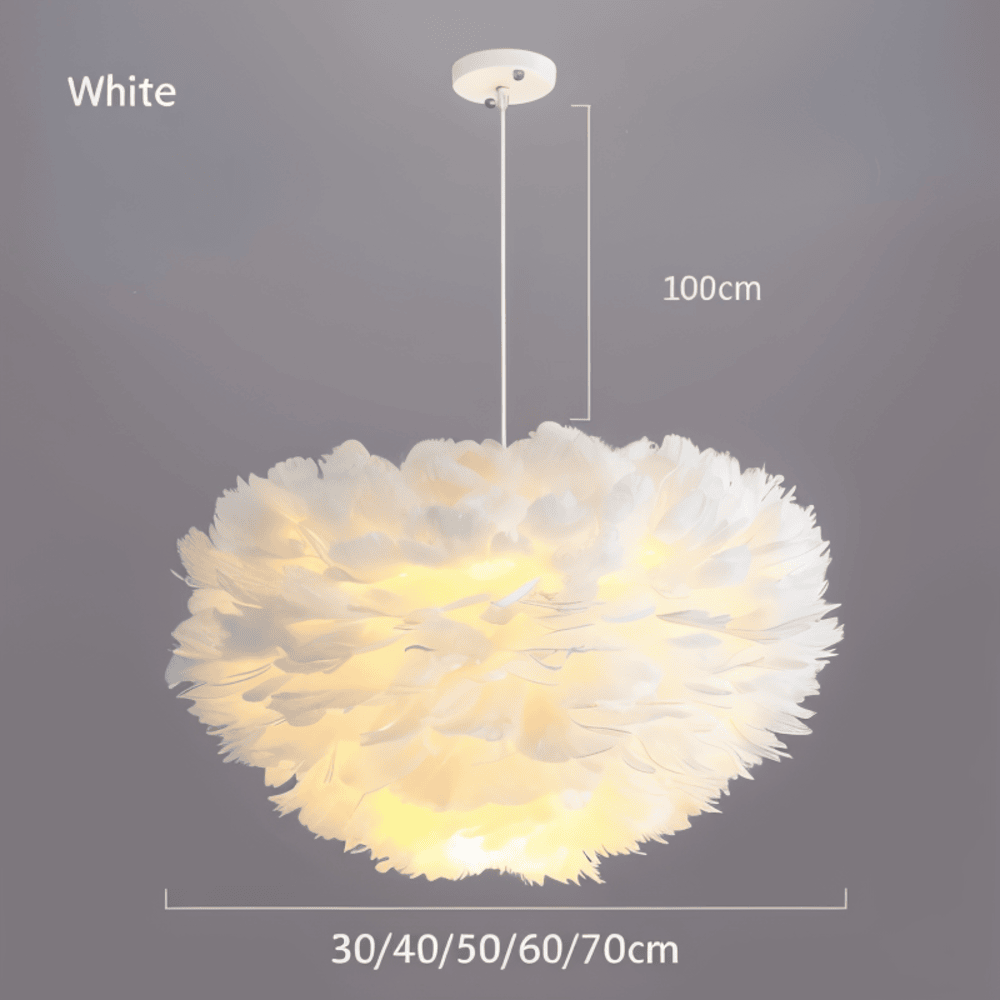 FeatherLuxe – Handgjord Taklampa i Gåsfjäder