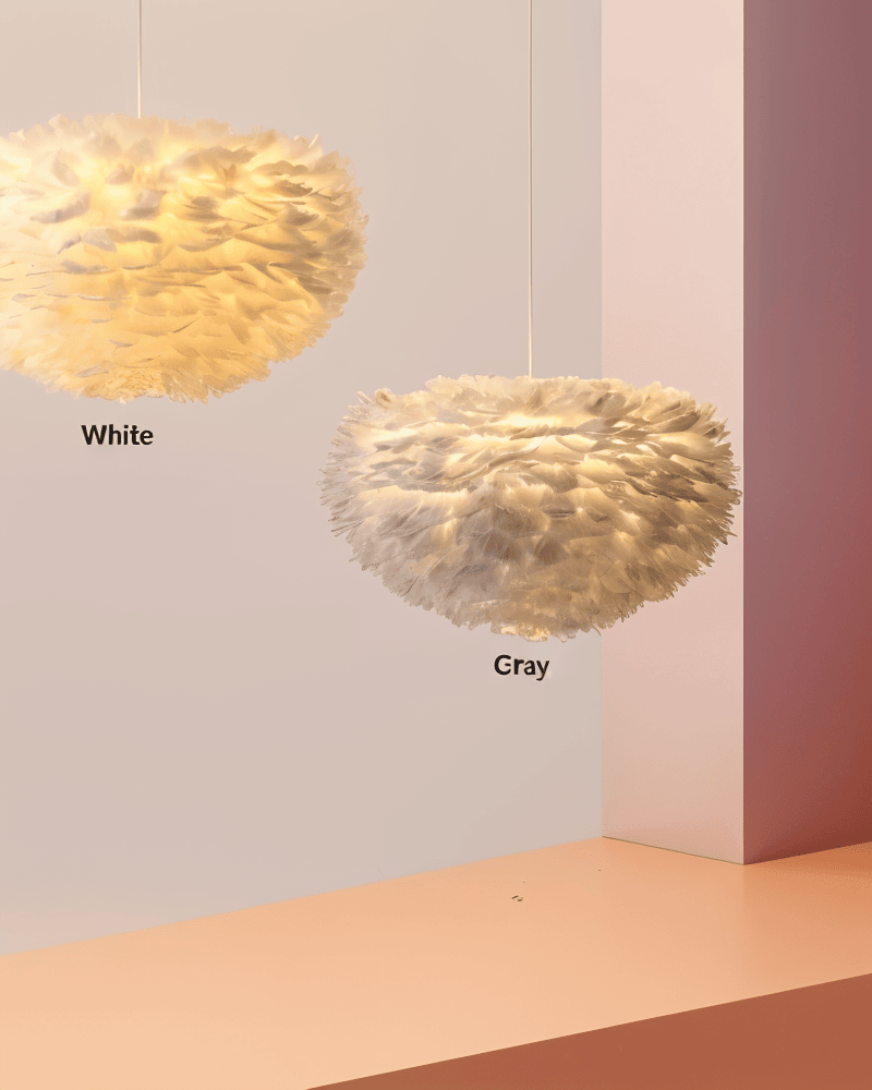 FeatherLuxe – Handgjord Taklampa i Gåsfjäder