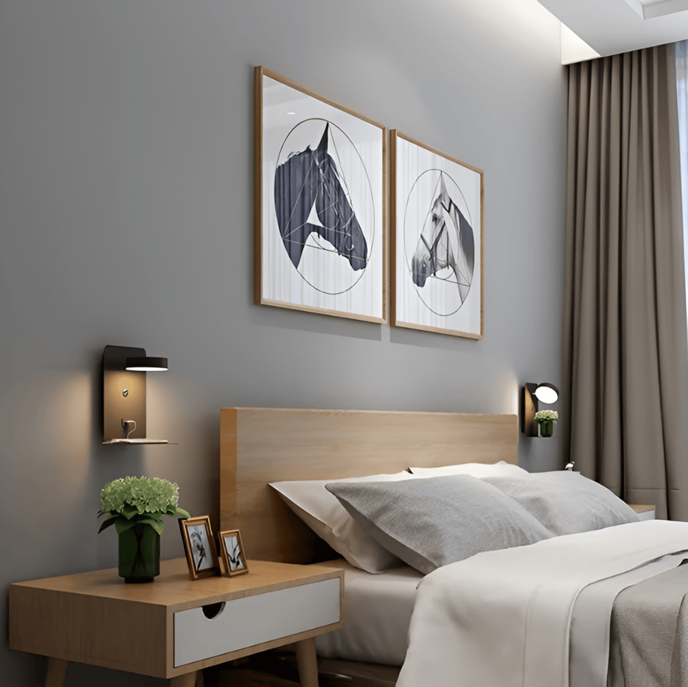 LumiShelf Vägglampa i Aluminium med Hylla och USB Laddning