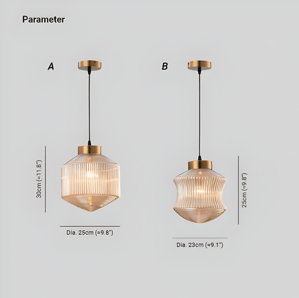 Aurelia Prism Pendellampa – Räfflad Glas Taklampa i Vintage Modern Stil