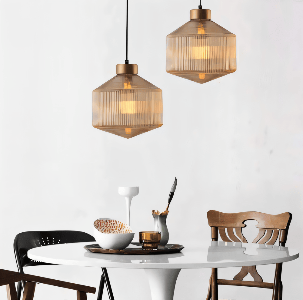 Aurelia Prism Pendellampa – Räfflad Glas Taklampa i Vintage Modern Stil