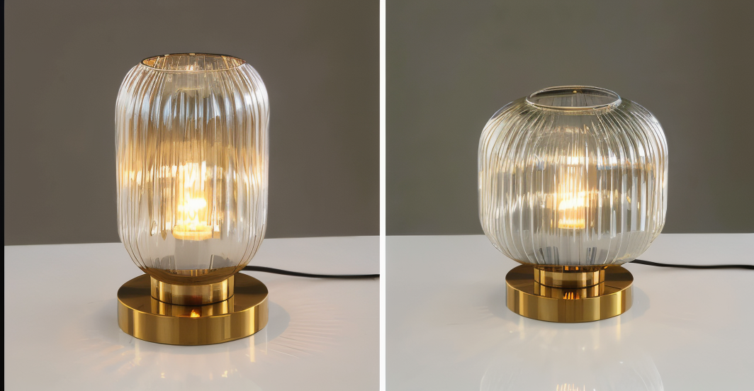LumoRib – Elegant Bordslampa med Ribbade Glasdetaljer