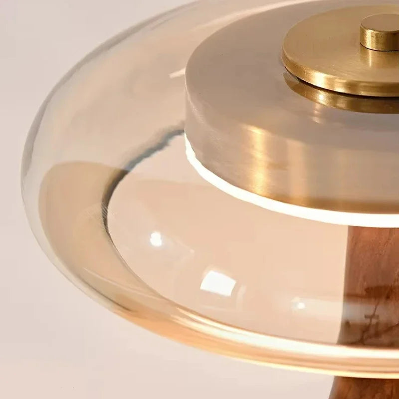 Retro Bordslampa i Trä & Glas – Elegant Lampa