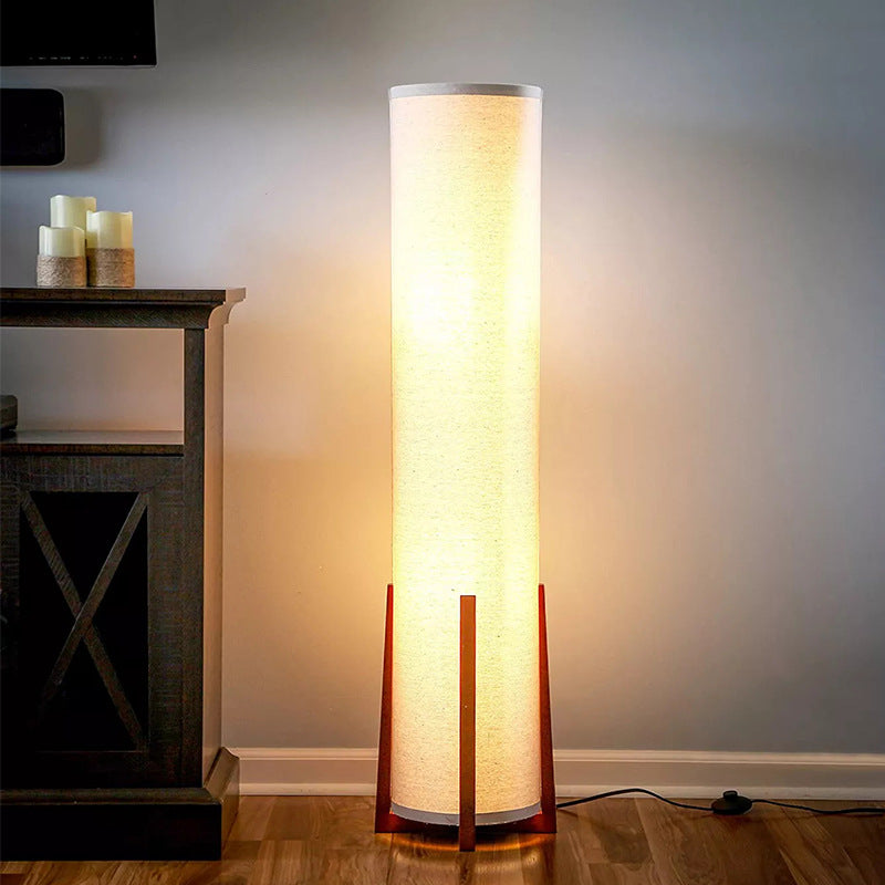 Japanskinspirerad Wabi-Sabi Golvlampa i Papper & Trä – Skulptural Belysning i Naturlig Stil