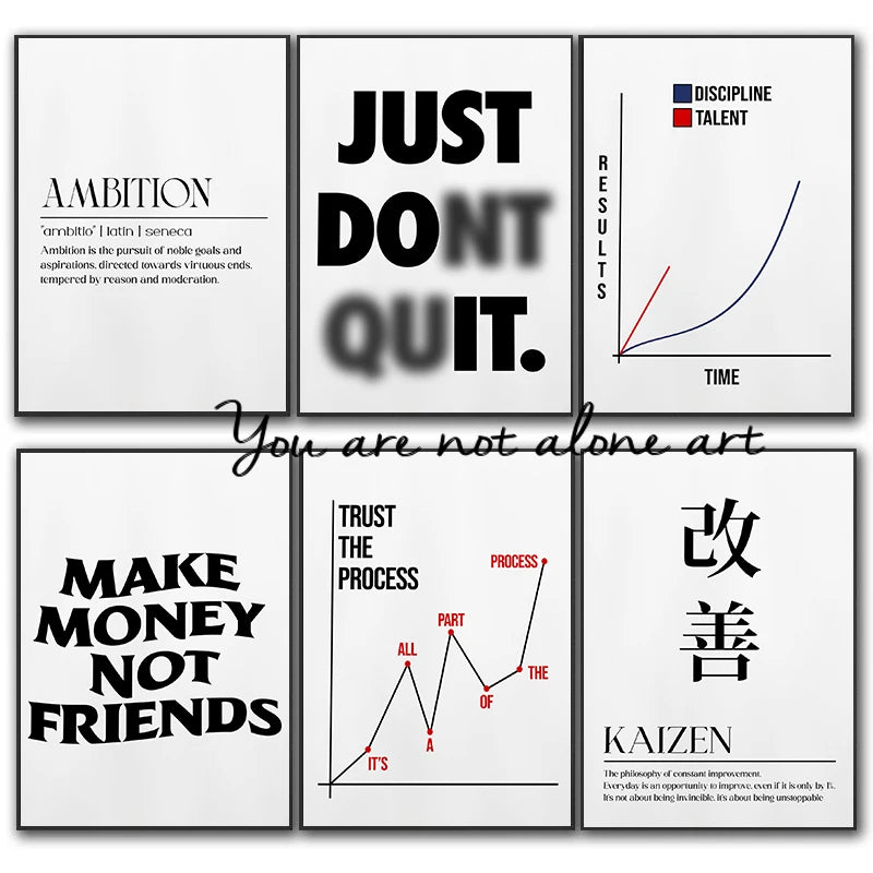 Disciplin & Motivation – Minimalistisk Citatposter på Canvas