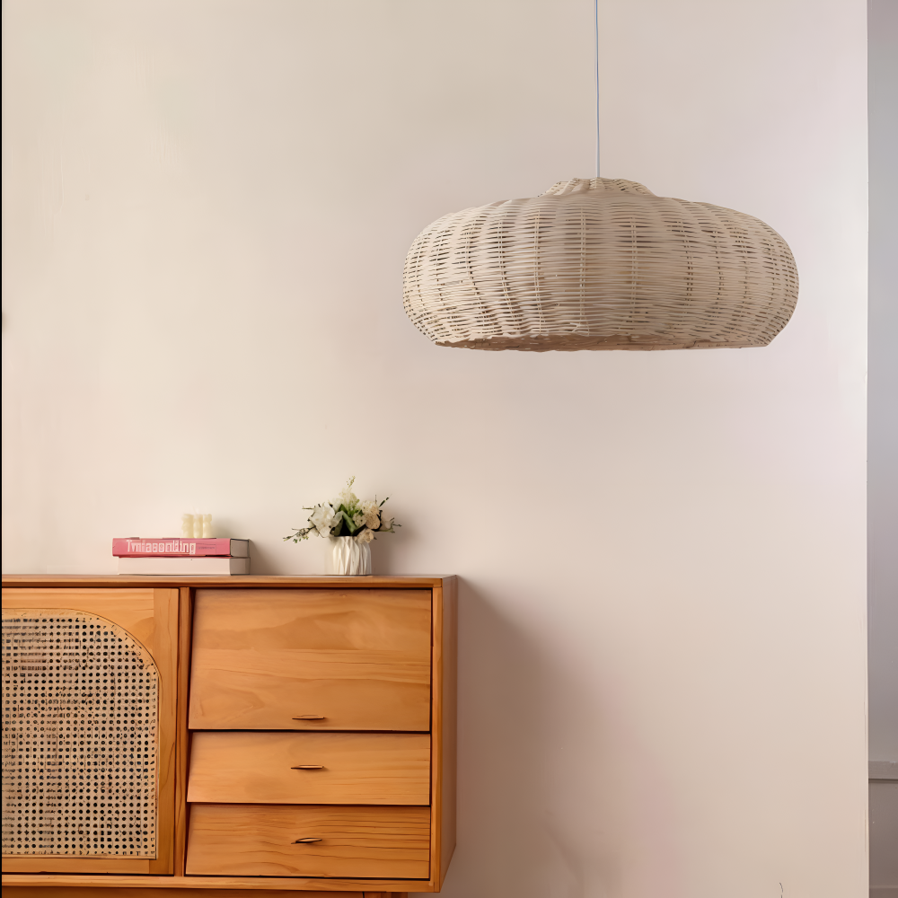 Bohème Taklampa – Handvävd Rattanlampa i Naturlig Design