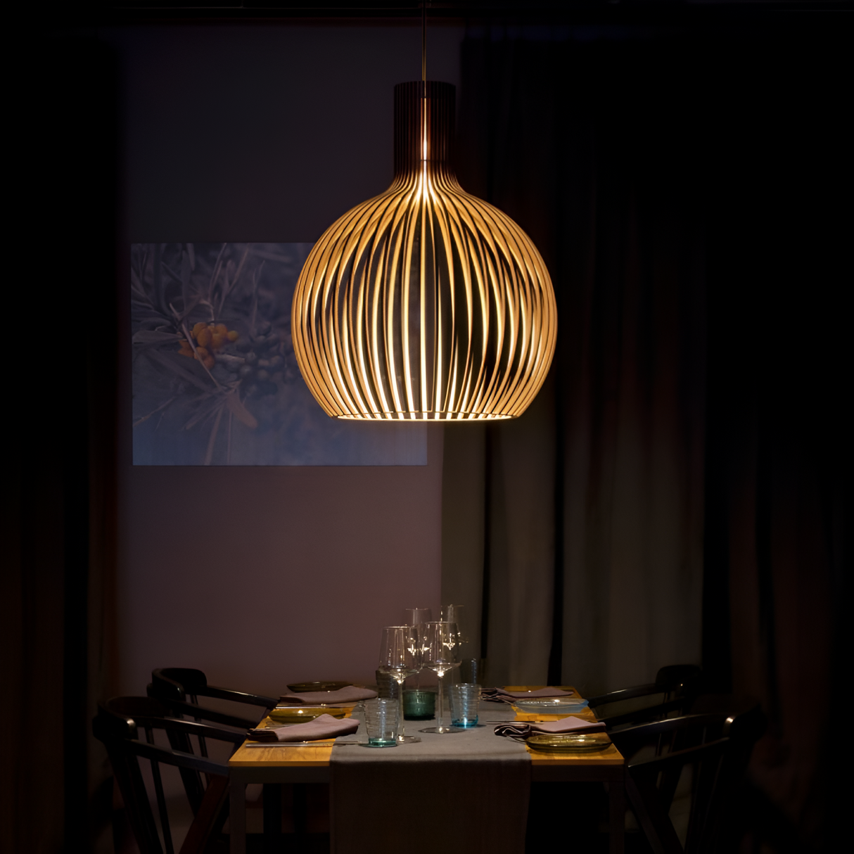 Vintage trä taklampa – rustik hänglampa