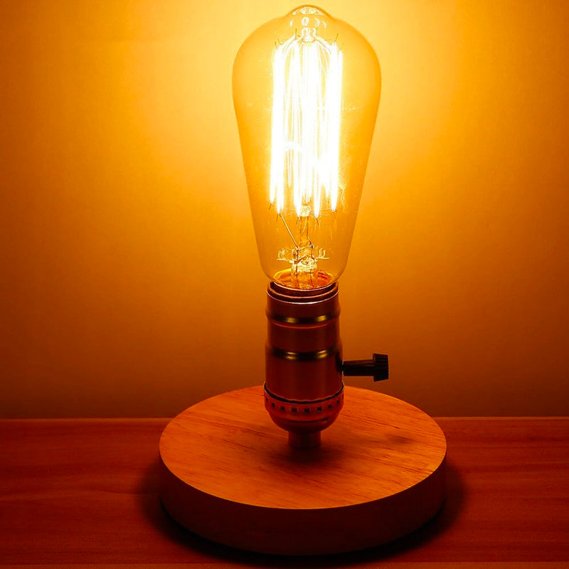 EdisonWood Bordslampa – Vintage Bordslampa i Trä & Aluminium