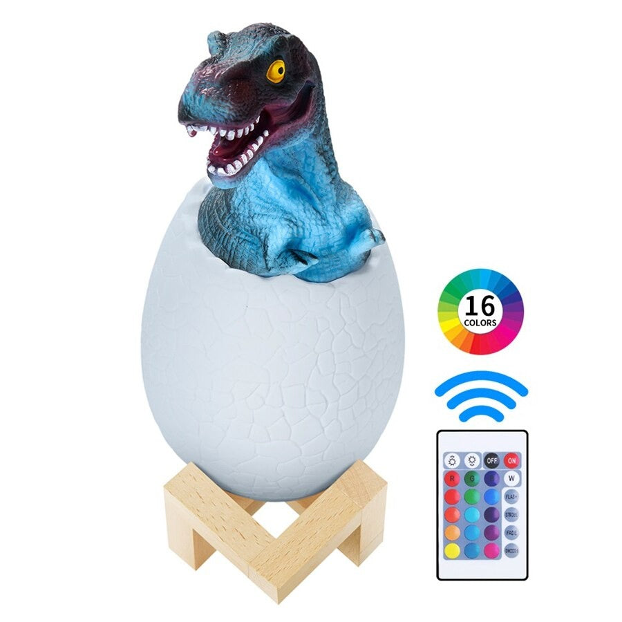 Dinosaurie Sänglampa för Barn – LED Nattlampa med 16 Färgval & Fjärrkontroll