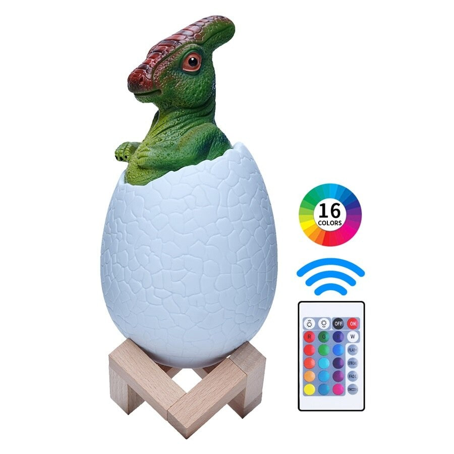 Dinosaurie Sänglampa för Barn – LED Nattlampa med 16 Färgval & Fjärrkontroll