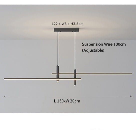 LumiLine – Modern LED Linear Taklampa med Justerbar Höjd och Dimmer