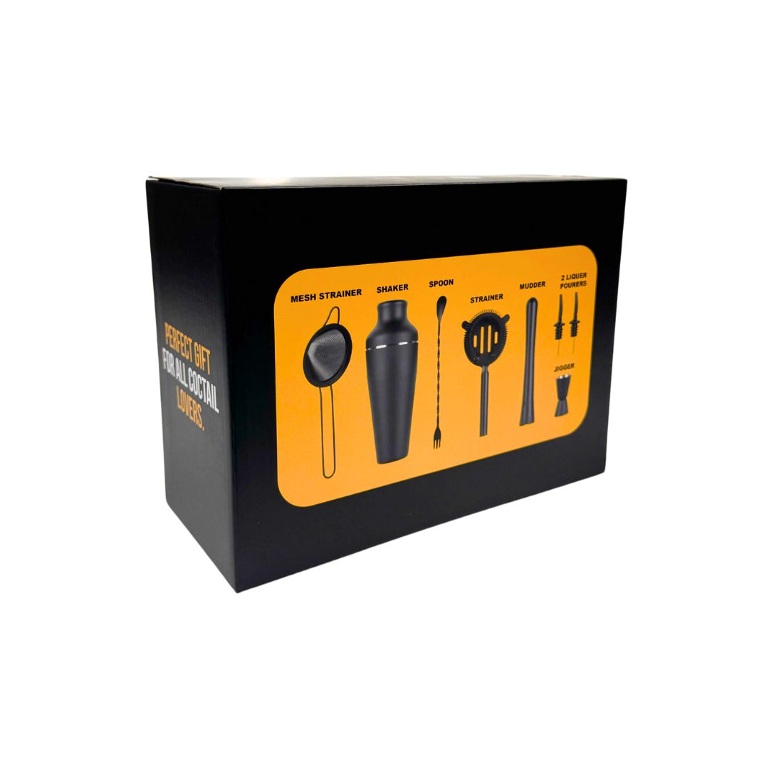 Cocktail Shaker Set med Ställ – 8-delars Barset för Hemmabaren