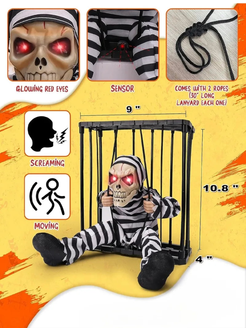 Skrikande Halloween Fångfigur i Bur