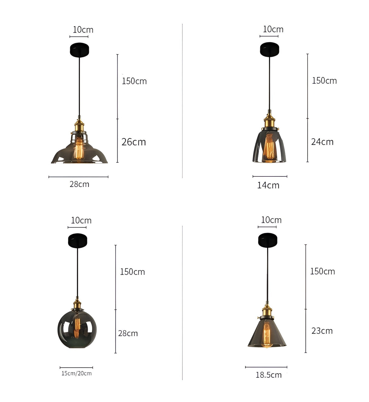 RetroGlow – Industriell Pendellampa i Rökt Glas och Metall
