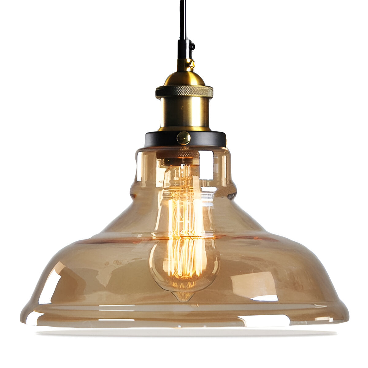 RetroGlow – Industriell Pendellampa i Rökt Glas och Metall