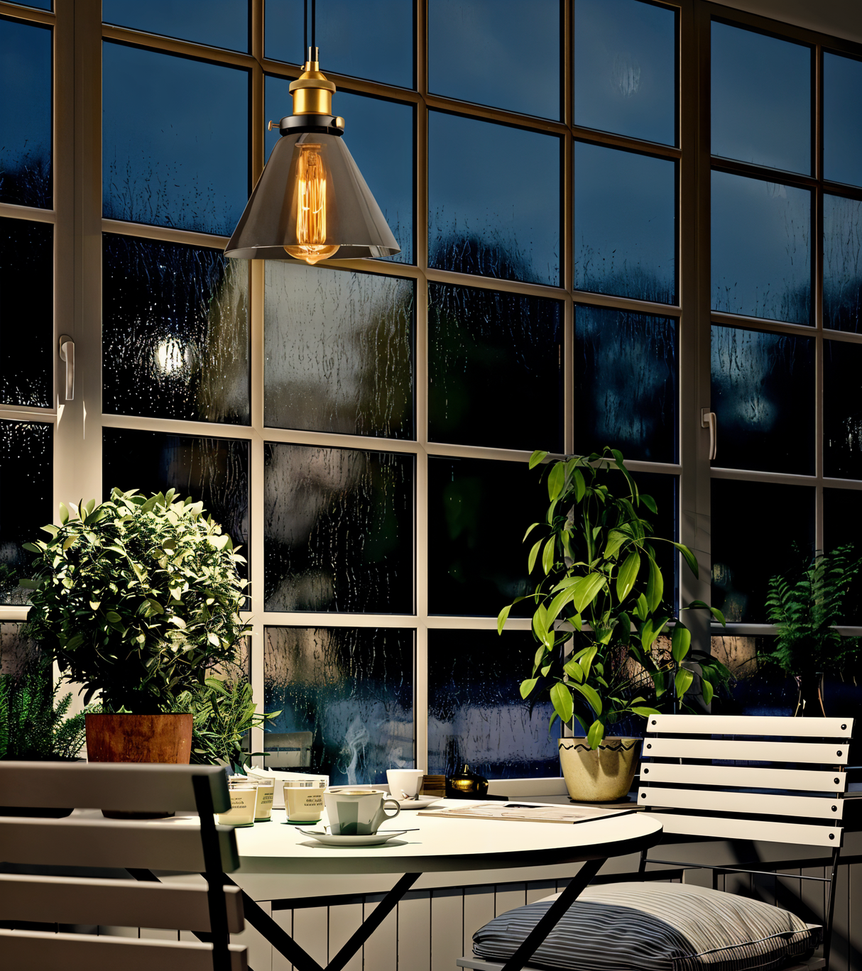 RetroGlow – Industriell Pendellampa i Rökt Glas och Metall