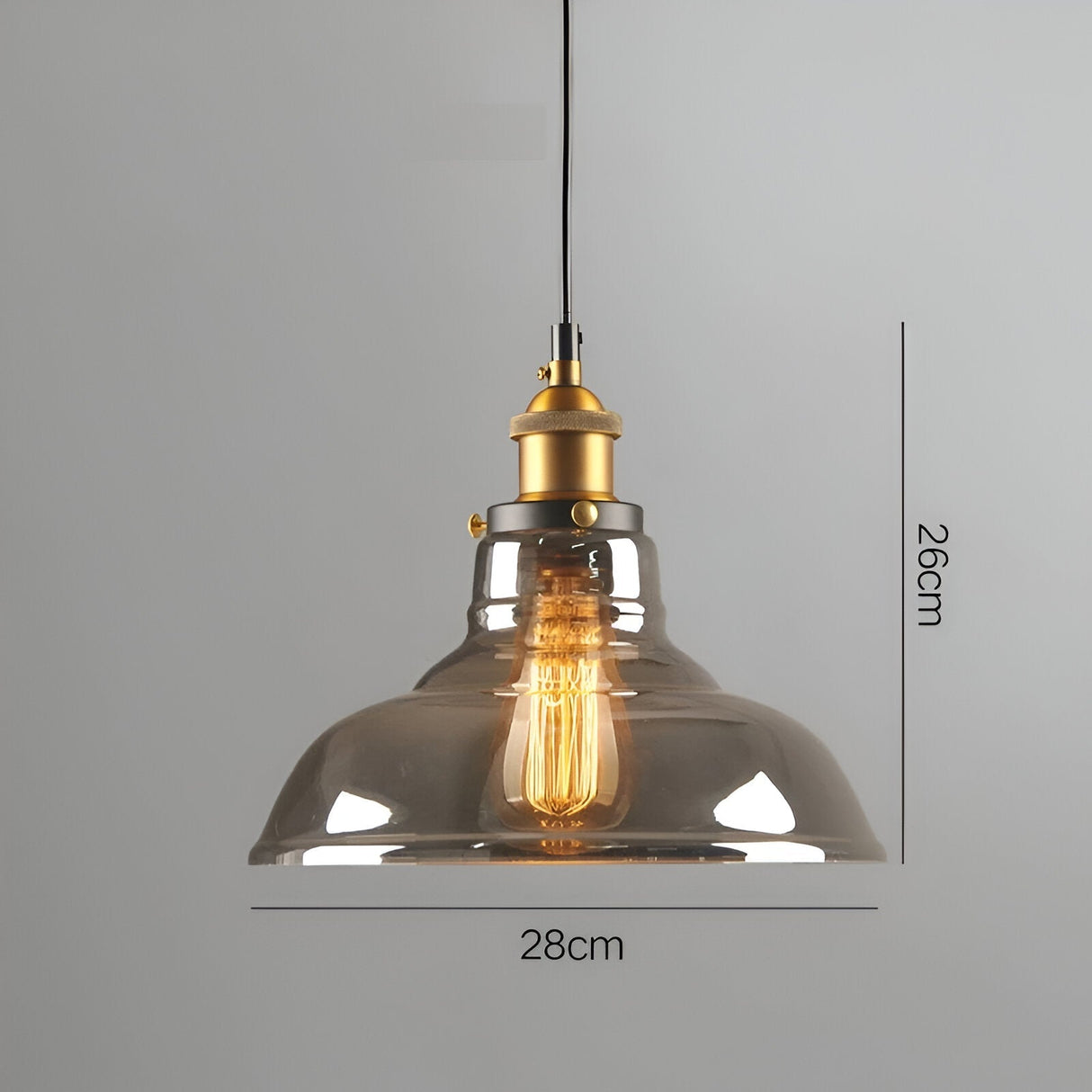 RetroGlow – Industriell Pendellampa i Rökt Glas och Metall