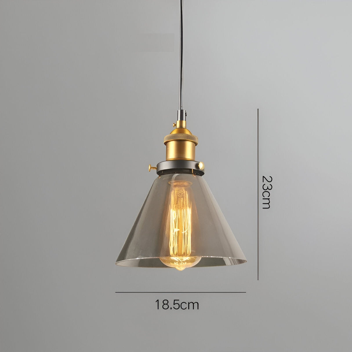 RetroGlow – Industriell Pendellampa i Rökt Glas och Metall