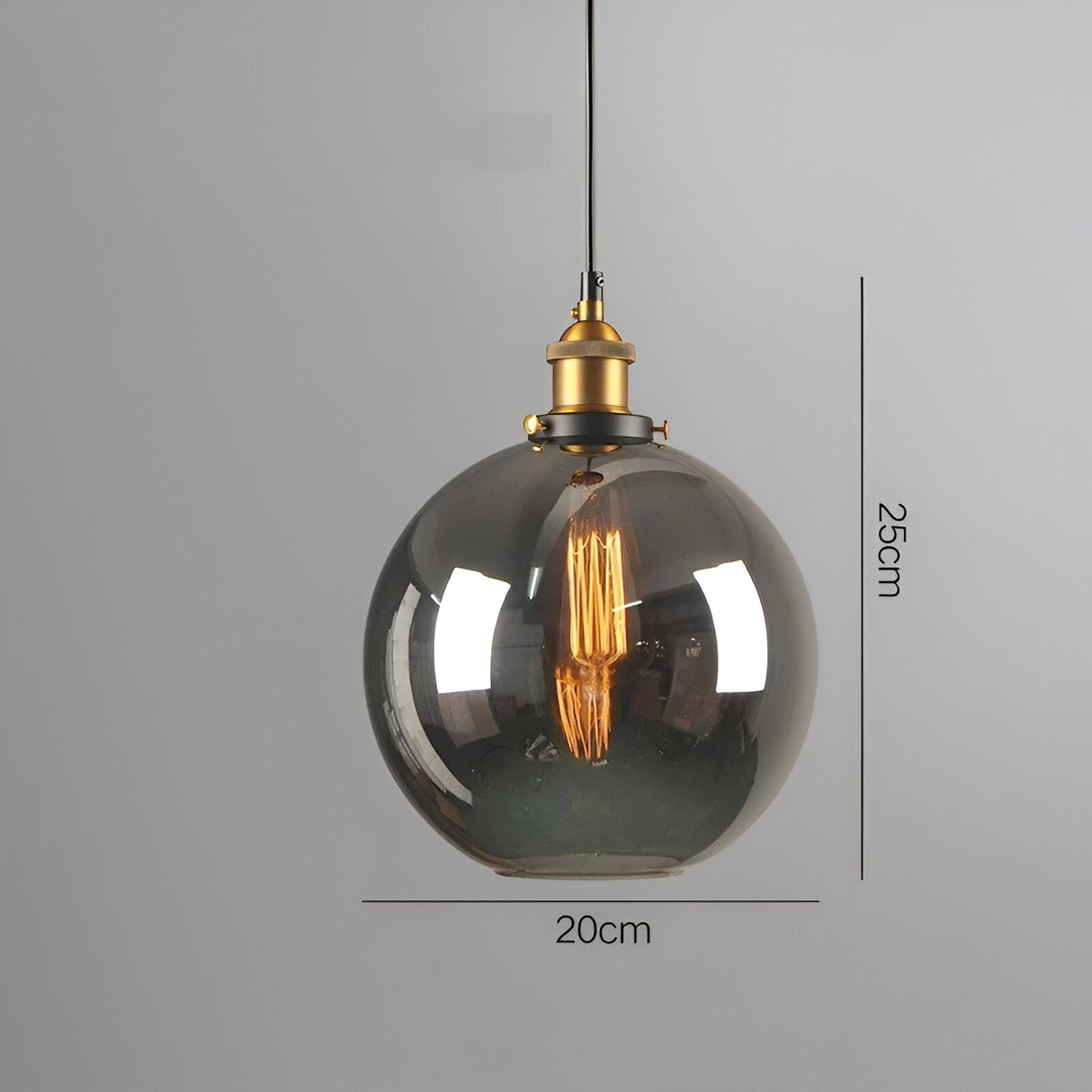 RetroGlow – Industriell Pendellampa i Rökt Glas och Metall