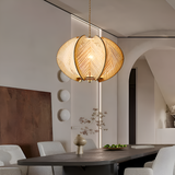 Hikari Pendellampa – Handknuten Hampa & Trälampa i Wabi Sabi Design