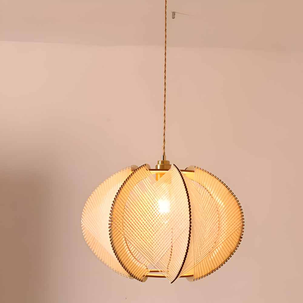 Hikari Pendellampa – Handknuten Hampa & Trälampa i Wabi Sabi Design