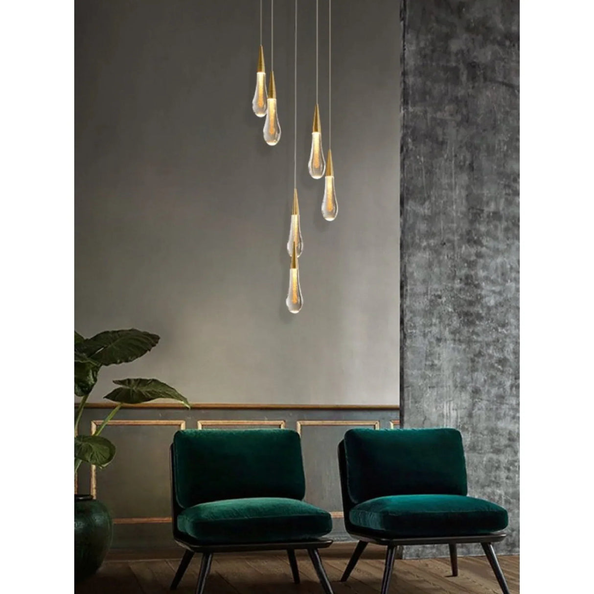 LumaDrop – Kristall Teardrop Takpendel med Elegant Skimmer