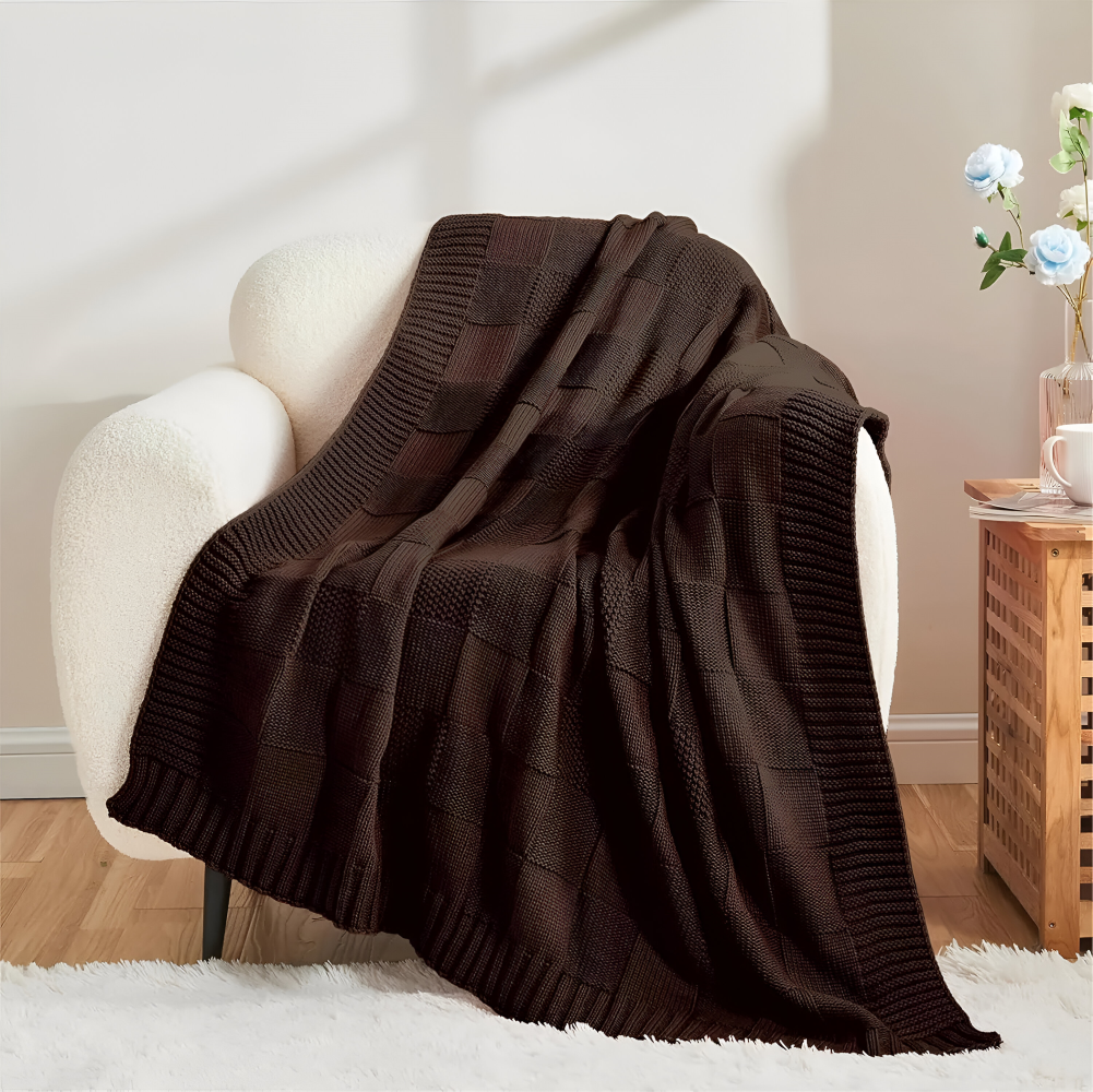 MonoWeave Pläd – Elegant Stickad Filt
