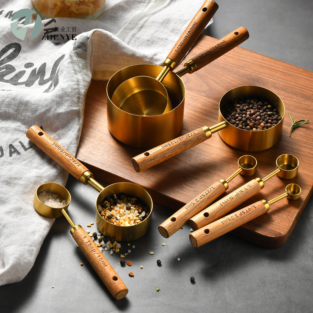 imberScale Måttset – 8 Delar i Ek & Rostfritt Stål för Bakning & Matlagning