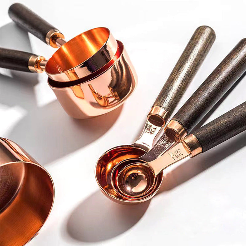 imberScale Måttset – 8 Delar i Ek & Rostfritt Stål för Bakning & Matlagning