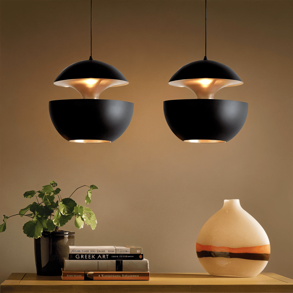 Svartvit solhängande lampa – konstnärlig E27 hängande lampa för hemmet