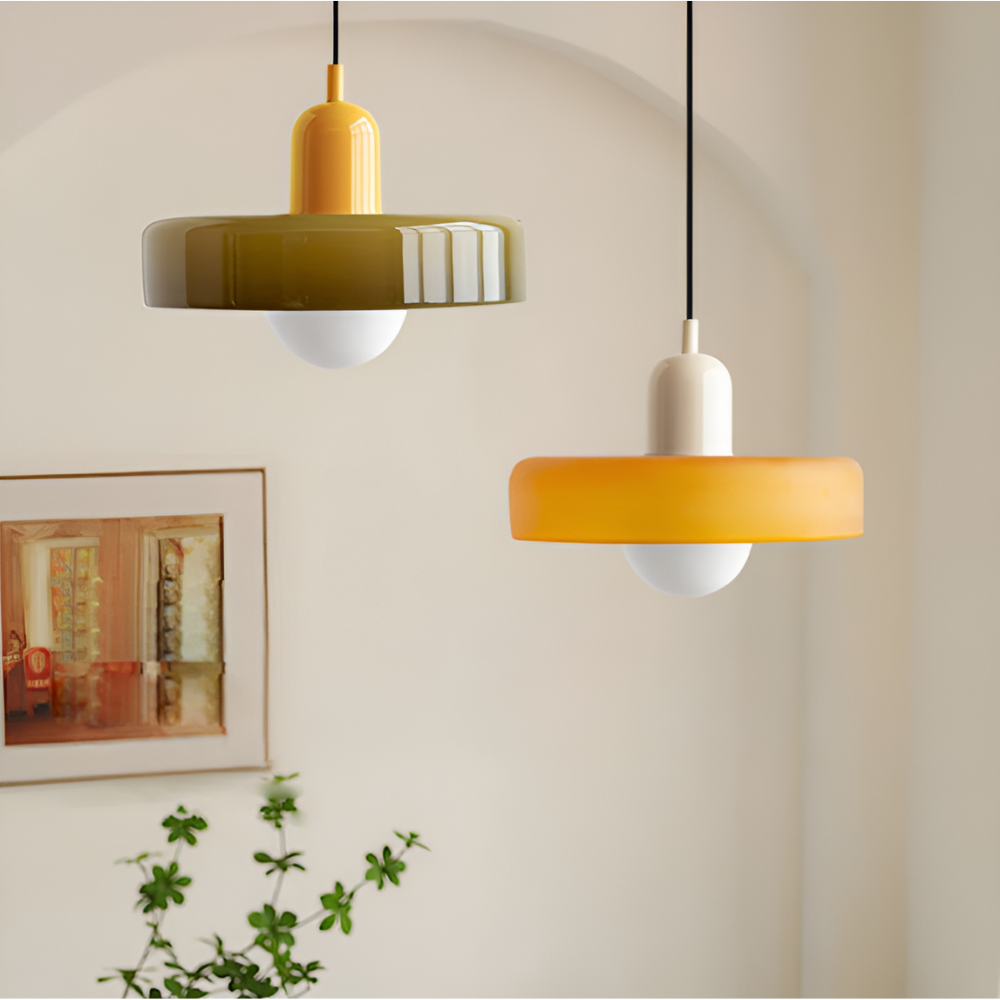 Justerbar färgglad hängande taklampa i glas – modern inredningsbelysning