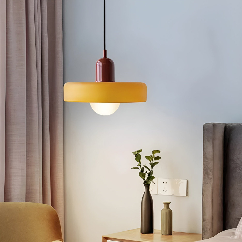 Justerbar färgglad hängande taklampa i glas – modern inredningsbelysning