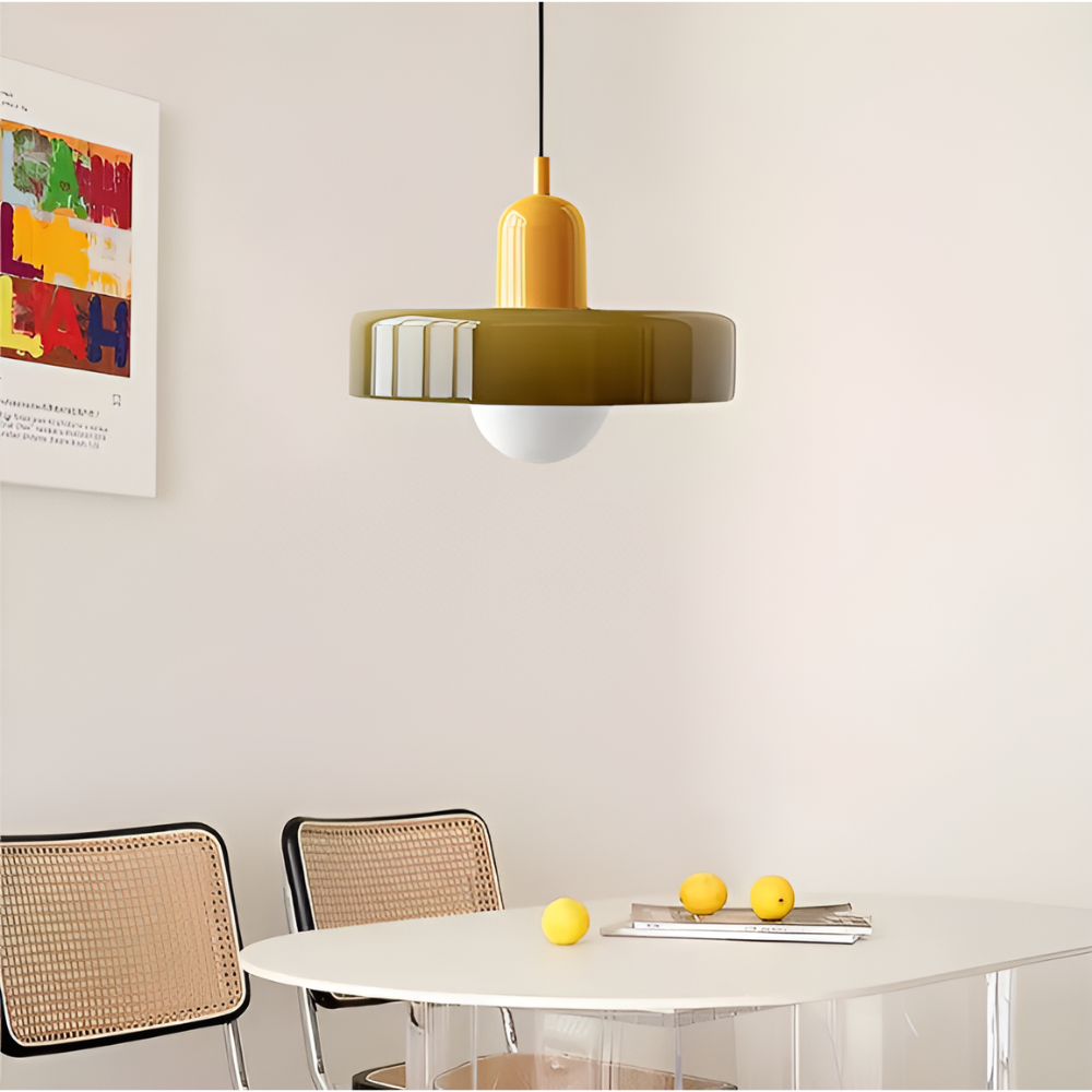 Justerbar färgglad hängande taklampa i glas – modern inredningsbelysning