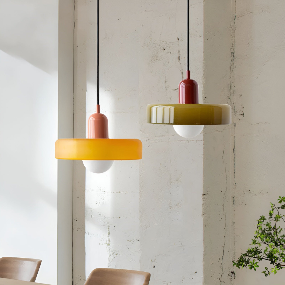 Justerbar färgglad hängande taklampa i glas – modern inredningsbelysning