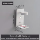 LumiShelf – LED-Sängvägglampa i Aluminium med Hylla och USB-Laddning