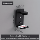 LumiShelf – LED-Sängvägglampa i Aluminium med Hylla och USB-Laddning