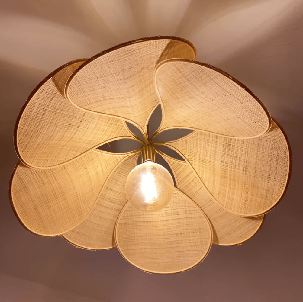 Vintage taklampa med blomdesign i tyg – hänglampa för vardagsrum
