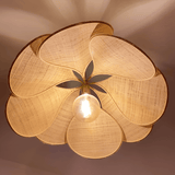 Vintage taklampa med blomdesign i tyg – hänglampa för vardagsrum