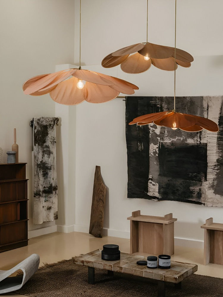 Vintage taklampa med blomdesign i tyg – hänglampa för vardagsrum