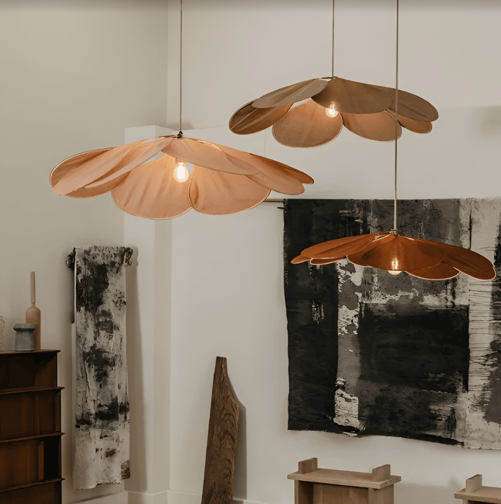 Vintage taklampa med blomdesign i tyg – hänglampa för vardagsrum
