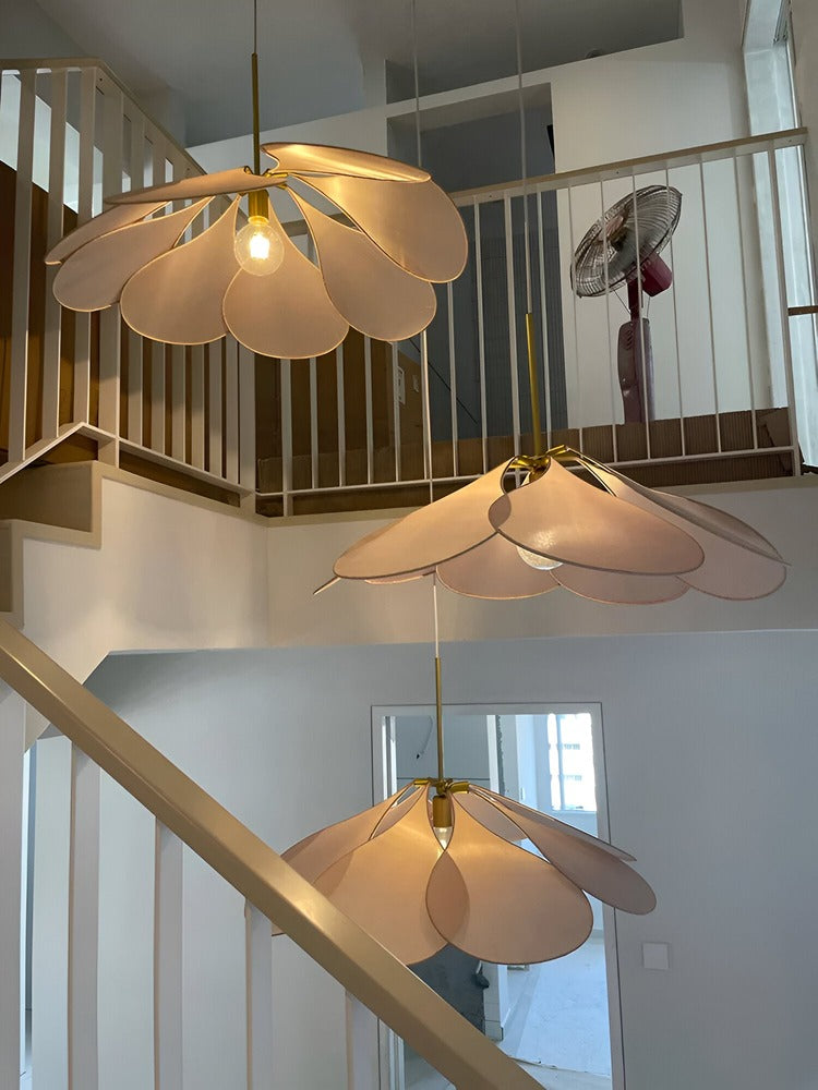 Vintage taklampa med blomdesign i tyg – hänglampa för vardagsrum
