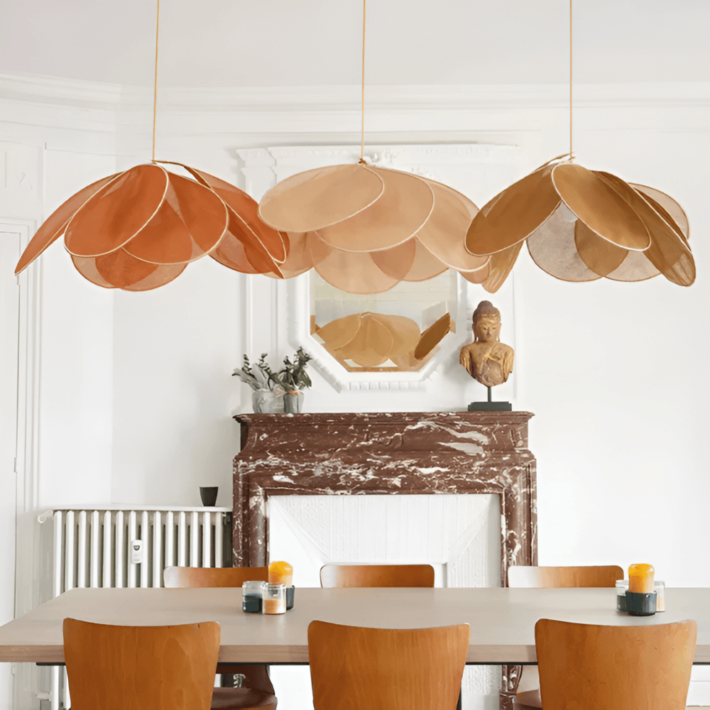 Vintage taklampa med blomdesign i tyg – hänglampa för vardagsrum