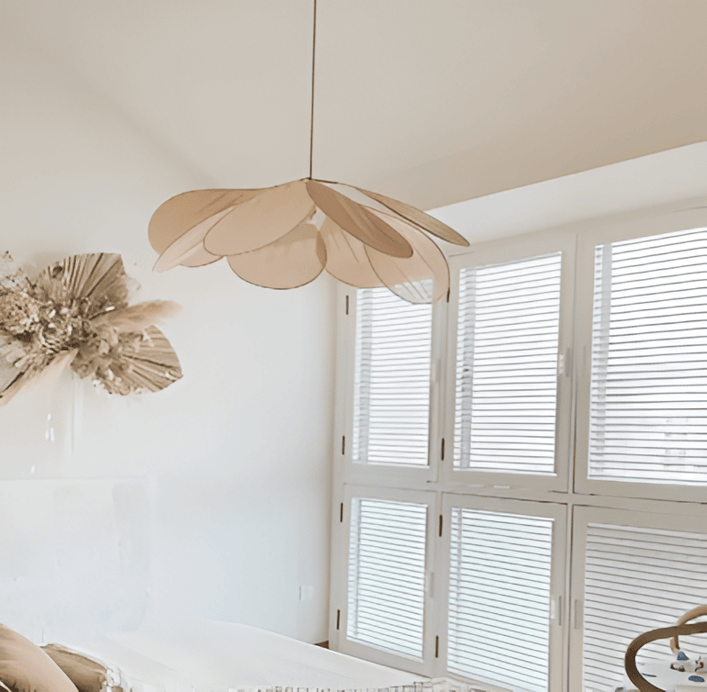 Vintage taklampa med blomdesign i tyg – hänglampa för vardagsrum