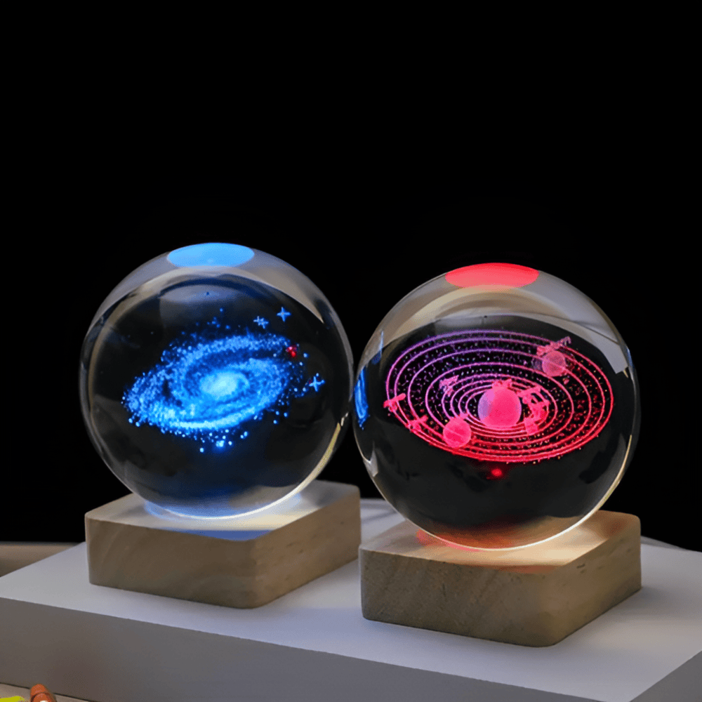 LED Kristallkula med Vintergatan – Magisk Galaxbelysning