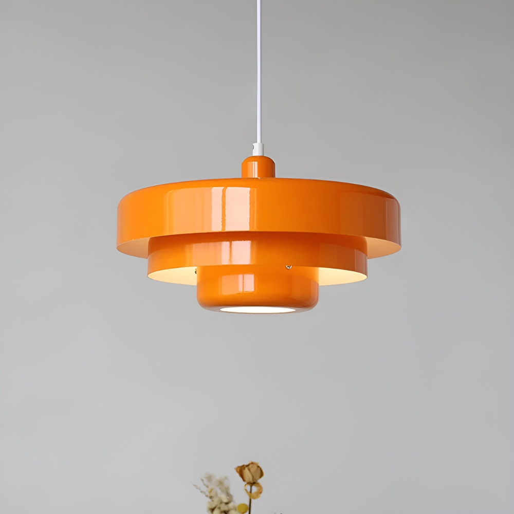 Orange vintage taklampa – stilfull hänglampa för vardagsrum och matsal